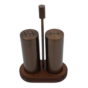 2'li bakır kaplama ceviz tuzluk seti